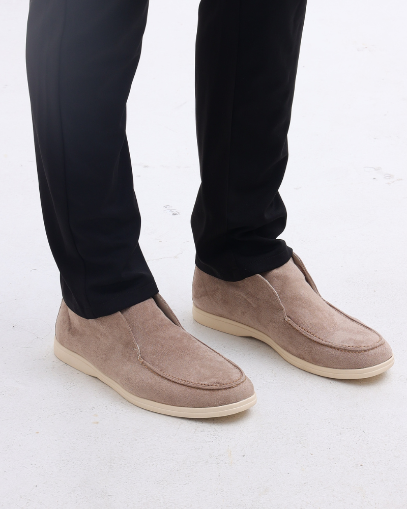 Oud geld hoge suede loafers