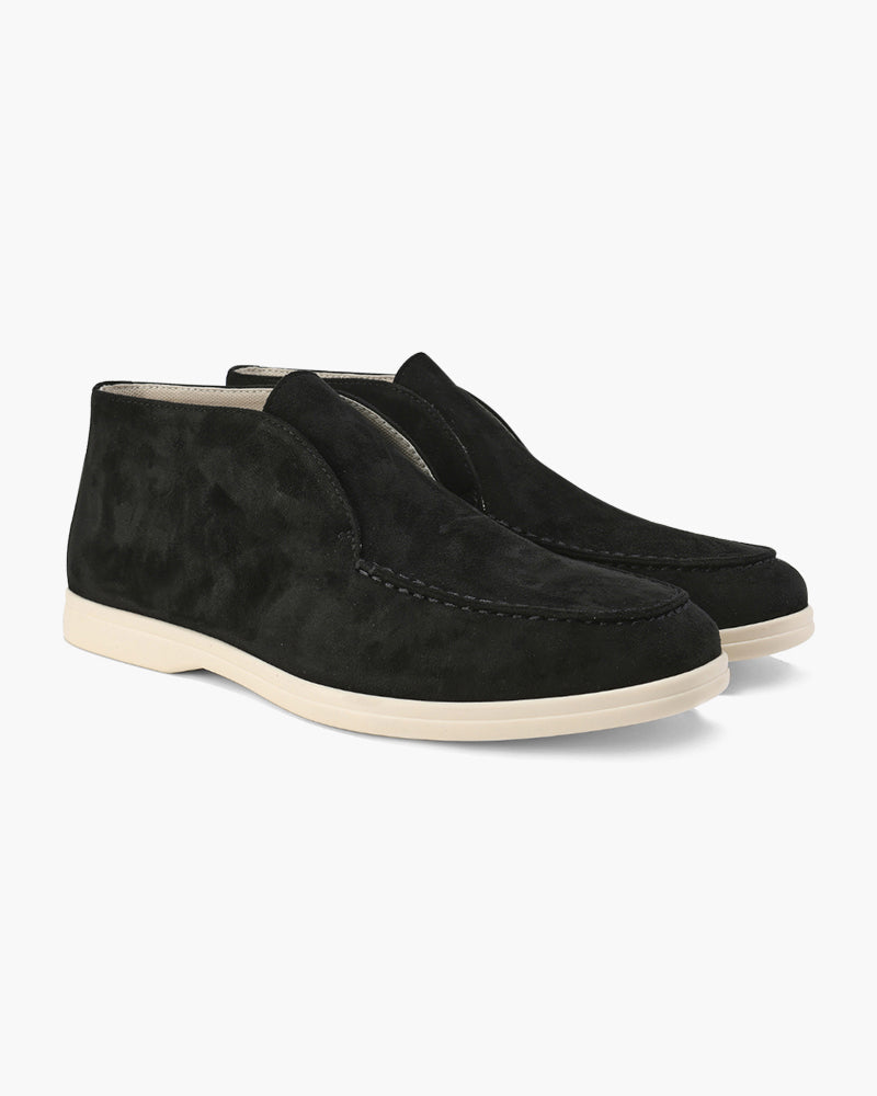 Oud geld hoge suede loafers