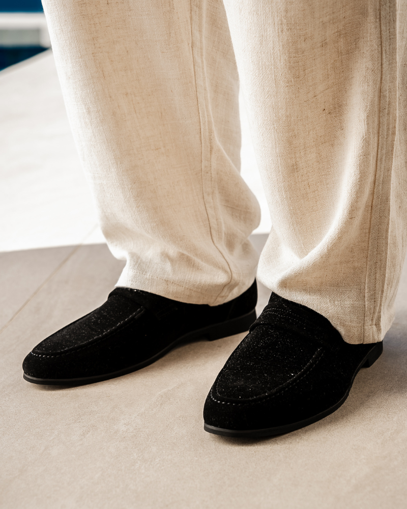 Oud geld suede penny loafers