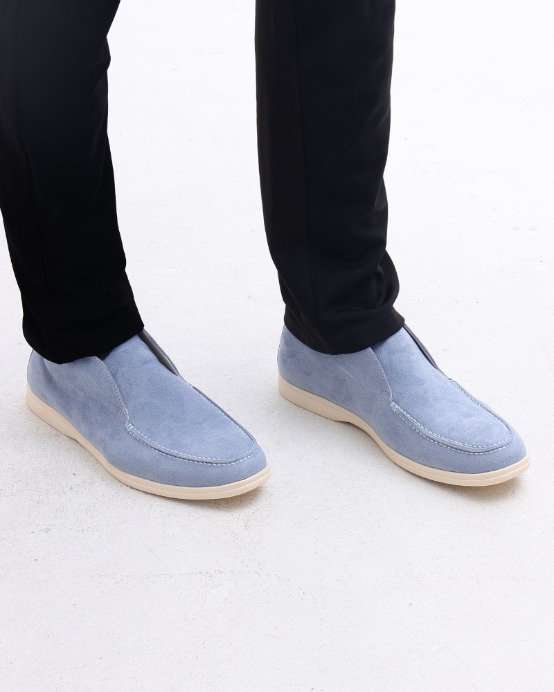 Oud geld hoge suede loafers