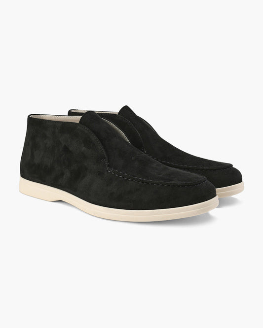 Oud geld hoge suede loafers