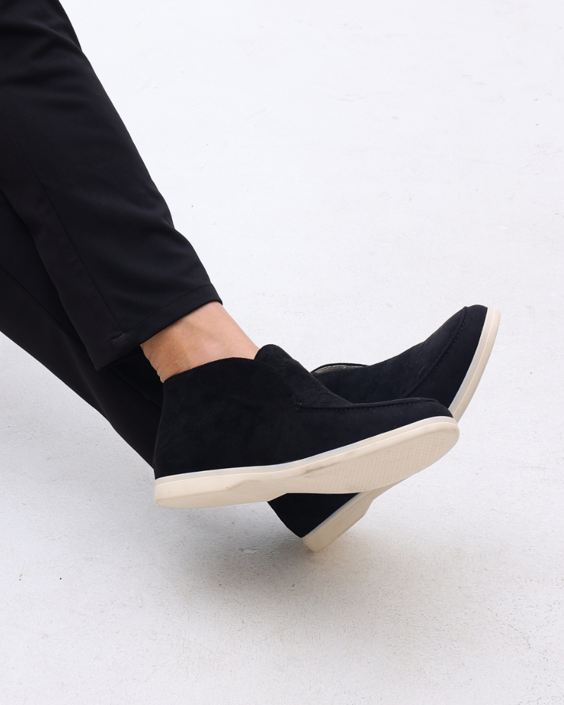 Oud geld hoge suede loafers