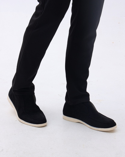 Oud geld hoge suede loafers