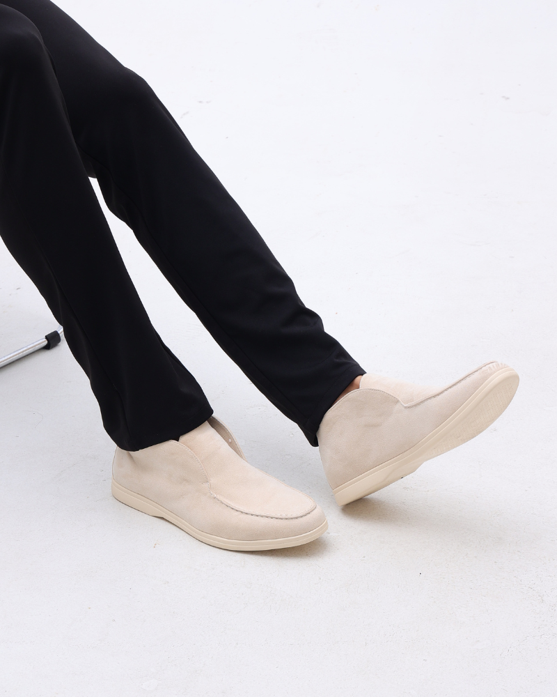 Oud geld hoge suede loafers
