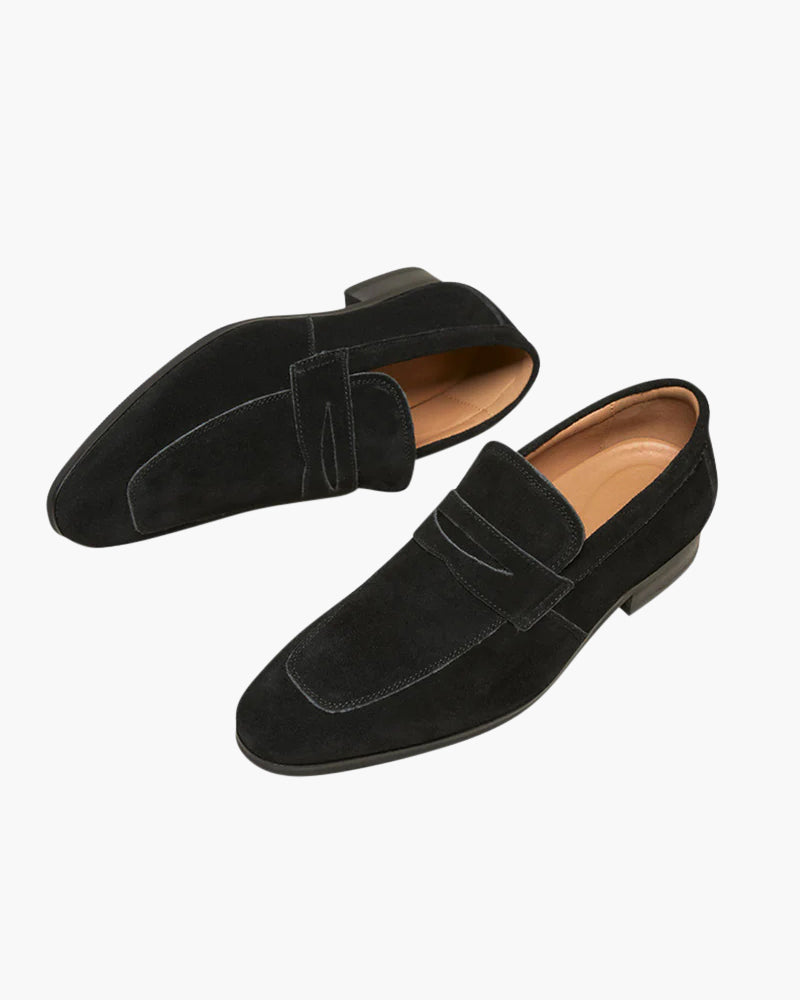 Oud geld suede penny loafers
