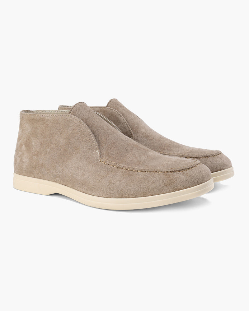 Oud geld hoge suede loafers