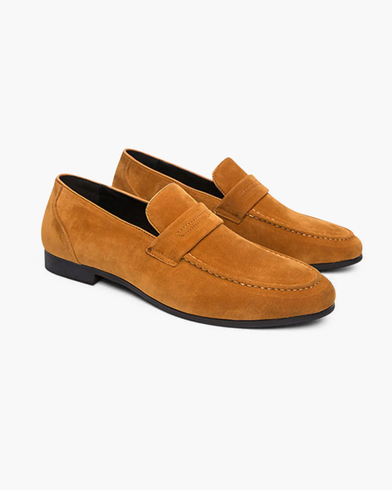 Oud geld suede penny loafers