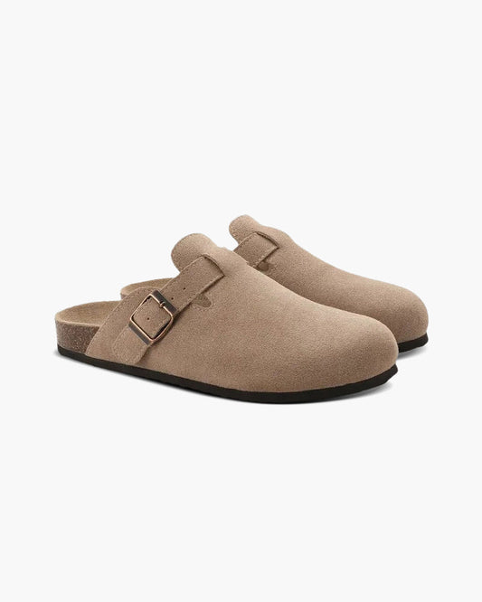 Oud geld suede klompen