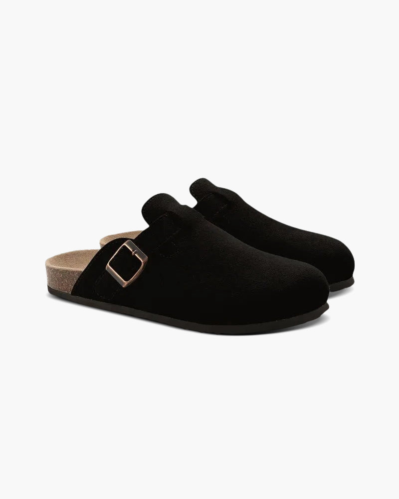 Oud geld suede klompen