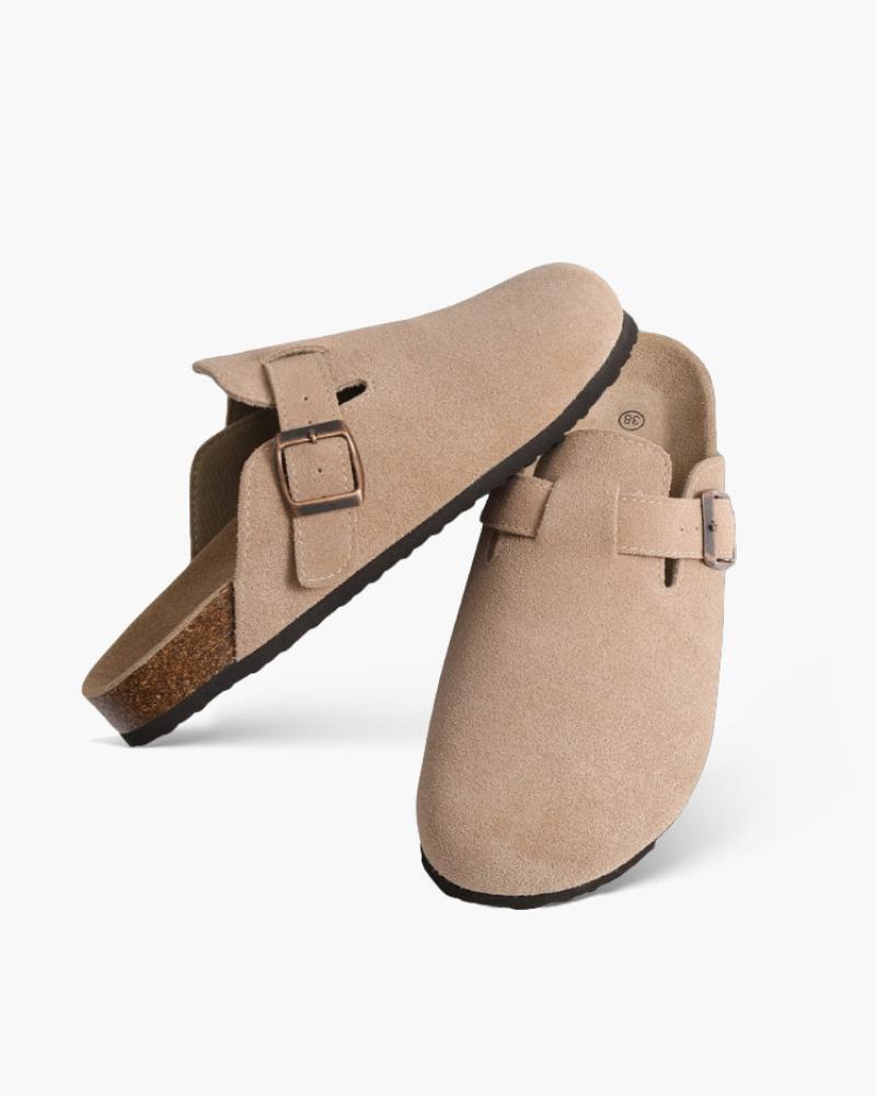 Oud geld suede klompen