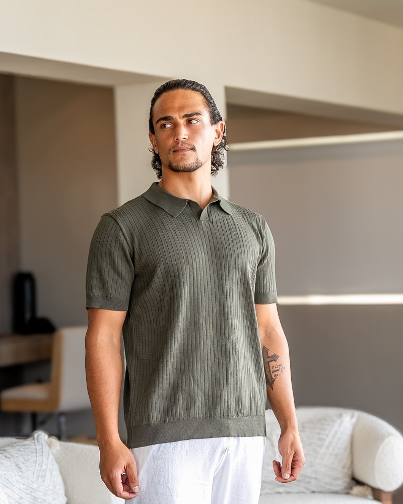 Premium geribbelde polo