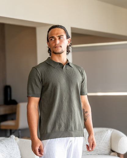 Premium geribbelde polo