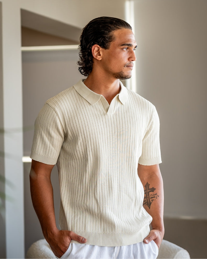 Premium geribbelde polo